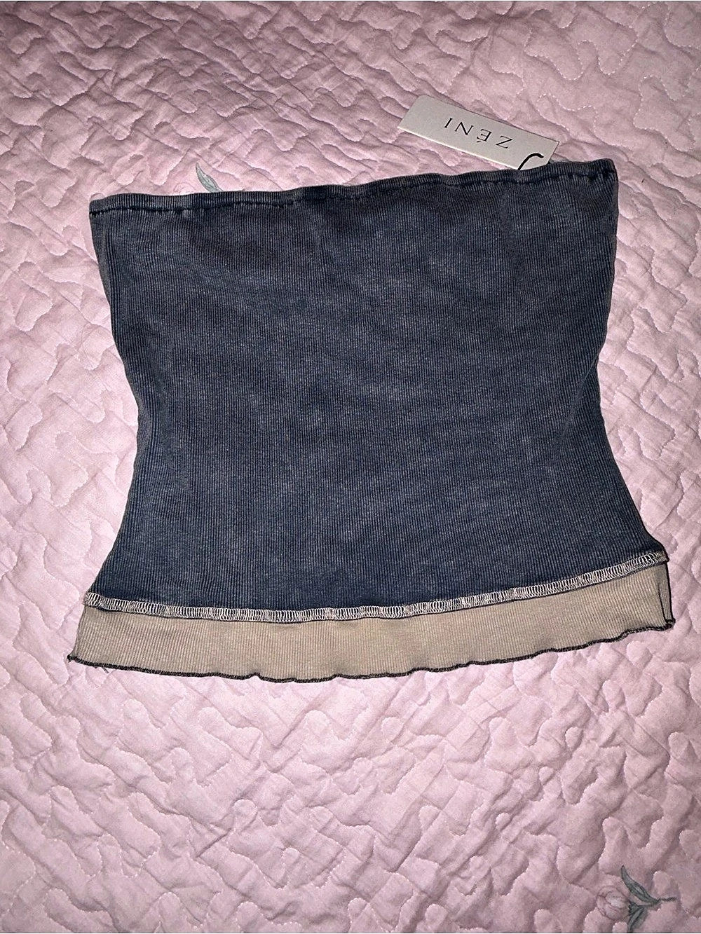 ZÉNI Strapless Denim-Style Top in Blue NWT